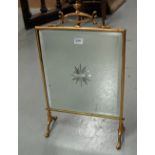 Copper Framed Fireguard, the mirror insert having a diamond cut centrepiece.