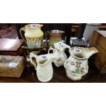 Group of 6 Vic. Pottery Jugs – majolica, lustre, early Masons etc