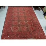 Fine quality Afghan Tubi Floor Rug, red ground, all over design, 295 x 204cm