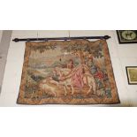 A Royal Hunt Wall Hanging Tapestry, with walnut pole, produced by Marc Waymel for The Franklin