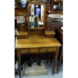 Victorian fruitwood small sized Duchesse Dressing Table, with 2 gallery drawers, 2 central