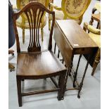 Mahogany Sutherland table & mahogany Hall Chair, dome shaped top over splat back, square legs (2)