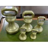 Set of 5 19thC Brass Bell Weights – 14lb to 1lb