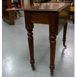 Mahogany Pembroke Table, with drop side leaves & drawer, turned legs, ” x 33”