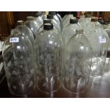 Set of 11 domed glass etched light shades & 2 sweet jars.
