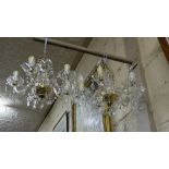 Matching pair of glass ceiling lights, each with 5 branches.