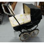 Dolls Pram on sprung base, with wool blankets etc “Swan”