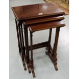 Nest of 3 mahogany Tables, in spindle legs (19” widest)