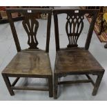 2 similar Georgian Oak & Mahogany Dining Chairs, on square legs.