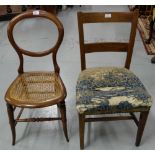 Vic. Mahogany Chair with bergere seat & Geo. Mahogany inlaid Dining Chair (2)