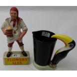 “Flowers Ales” Adv. Figure & Large Guinness Toucon Cup “Carlton Ware) (2)