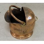 Antique Copper Helmet Shaped Coal Bucket