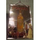 Original POWERS WHISKEY mirror. { 46cm H