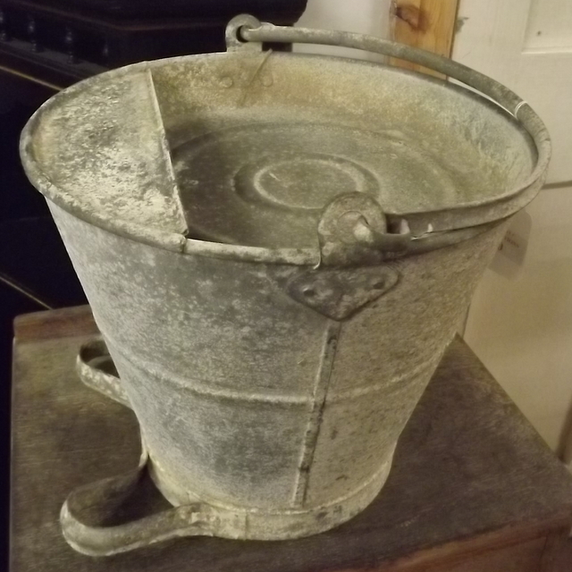 19th. C. galvanized gardening bucket wit