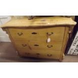 19th. C. stripped pine chest with four g