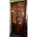 Georgian inlaid mahogany corner cupboard