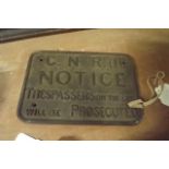 Cast iron railway plaque  - GNR { I } No