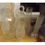 Two 19th. C. glass decanters and a colle