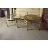 Pair of glass and brass coffee tables {