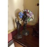 Art Nouveau style lamp and a bronzed fig