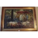 Oil on Canvas Park Scene Signed JJ Avner