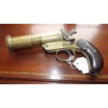 19th. C. flare gun with brass barrel and