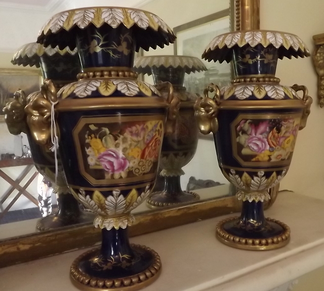 Pair of Victorian hand painted gilt vase