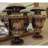 Pair of Victorian hand painted gilt vase