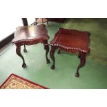 Pair of mahogany lamp tables. {  47 cm H