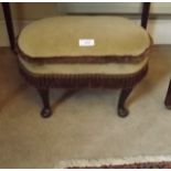 Upholstered mahogany stool on Queen Ann