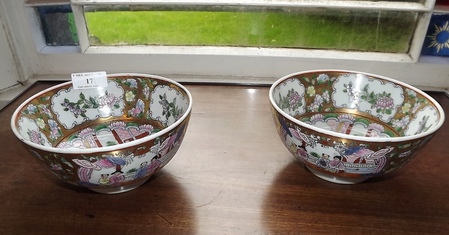 Pair of ceramic Cantonese bowls.