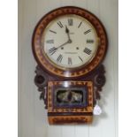 19th. C. drop dial wall clock. Peare of