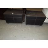 Pair of leather ottomans