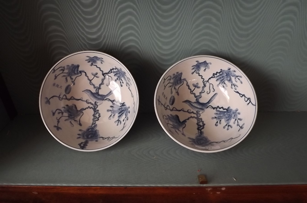 Pair of Blue and White Ceramic Bowls 10