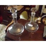 Pair of Victorian glass ship's decanters