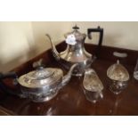 19th. C. four piece silver plated tea se