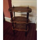Victorian inlaid rosewood three tier wha
