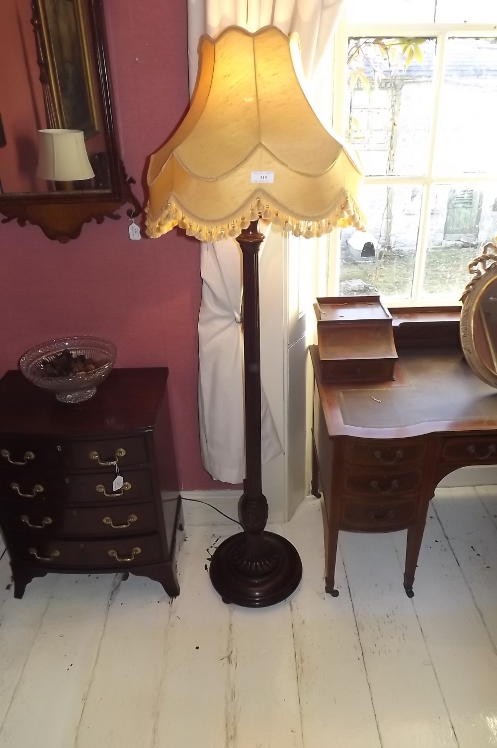 Edwardian mahogany standard lamp. {  175