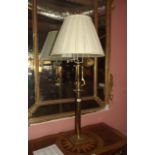 Large brass table lamp with pleated shad
