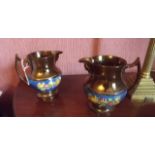 Pair of Victorian lusterware jugs.  {  1