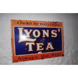 Lyons Tea enamel sign. {  50 cm High x 7