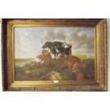 Large Oil on Canvas Cattle at Rest mount