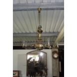 Five branch brass chandelier.