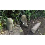 Three 19th. C. sandstone kick stones and