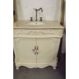 Painted pine marble top single vanity un