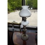 Victorian oil lamp with silver plated co