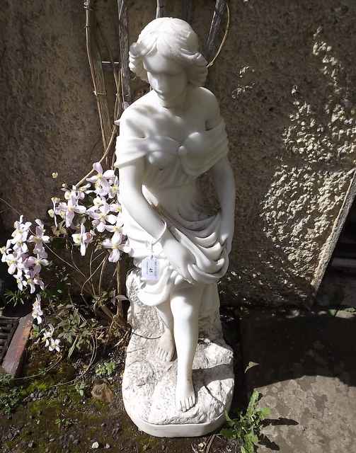 Marble statue of a lady.  { 87cm H }.