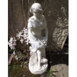 Marble statue of a lady.  { 87cm H }.