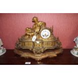 19th. C. gilded spelter mantle clock on