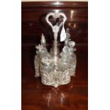 19th. C. seven piece glass cruet set in